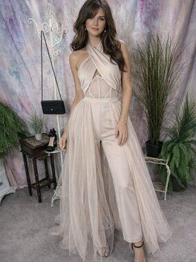 New📌 Blithe Effortless Elegance Perfect For Any Occasion Jumpsuit w Tulle Skirt